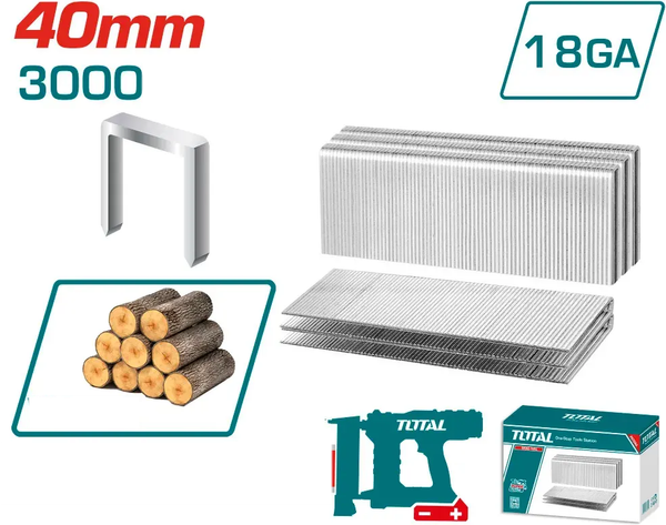 Изображение товара Скобы TOTAL Ga18.1.25x1.0x40 / TAC918403 (3000шт)