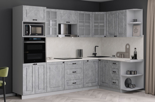 Изображение товара Кухонный гарнитур Интерлиния Мила Деко 1.68x2.8 PR (керамика/керамика/опал светлый)