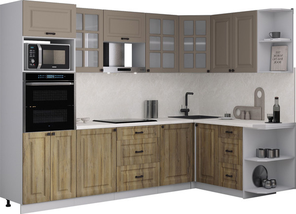 Изображение товара Кухонный гарнитур Интерлиния Мила Деко 1.68x2.8 PR (дуб вотан/луна/опал светлый)