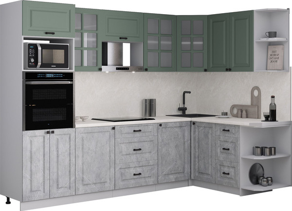 Изображение товара Кухонный гарнитур Интерлиния Мила Деко 1.68x2.8 PR (керамика/мята/опал светлый)