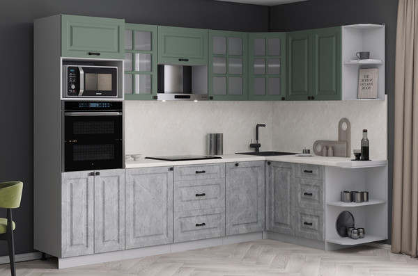 Изображение товара Кухонный гарнитур Интерлиния Мила Деко 1.68x2.8 PR (керамика/мята/опал светлый)