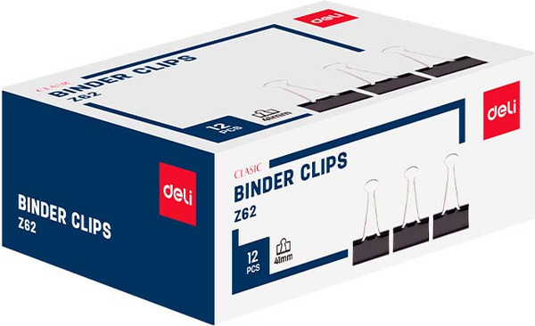 Изображение товара Зажим для бумаги Deli Classic / Z62 (12шт, черный)