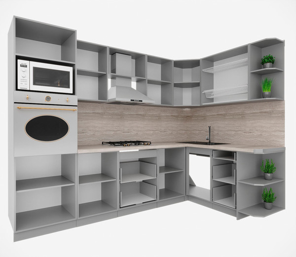 Изображение товара Кухонный гарнитур Интерлиния Мила Деко 1.68x2.8 PR (керамика/океан/опал светлый)