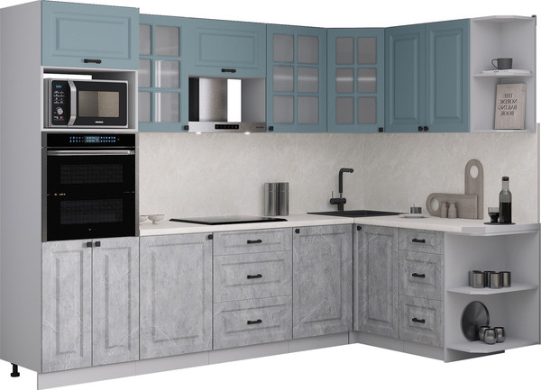 Изображение товара Кухонный гарнитур Интерлиния Мила Деко 1.68x2.8 PR (керамика/океан/опал светлый)