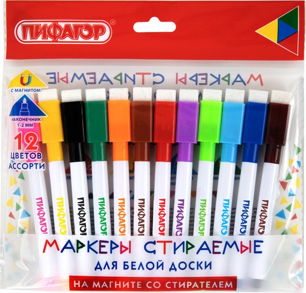 Изображение товара Набор маркеров Пифагор 152564 (12цв)