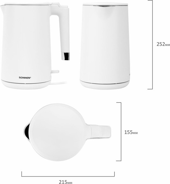Изображение товара Электрочайник Sonnen KT-8719W / 454691 (белый)