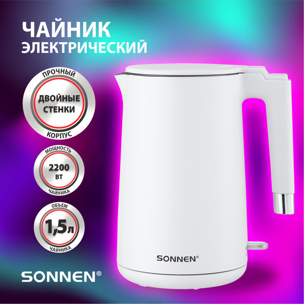 Изображение товара Электрочайник Sonnen KT-8719W / 454691 (белый)