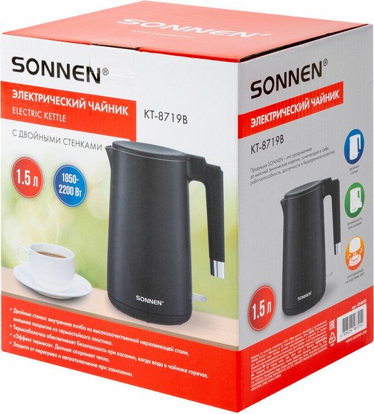 Изображение товара Электрочайник Sonnen KT-8719B / 454692 (черный)