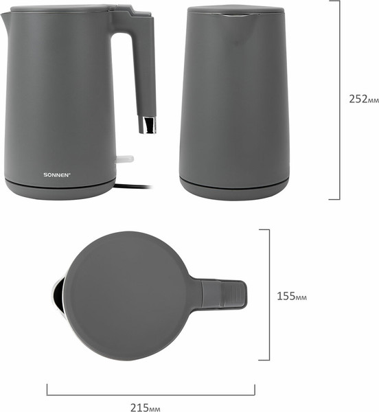 Изображение товара Электрочайник Sonnen KT-8719G / 454693 (графитовый)