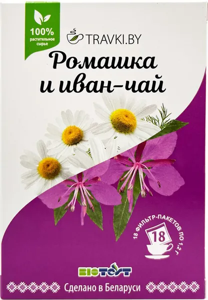 Изображение товара Чайный напиток Biotest Травки Бай Ромашка и Иван-чай (18пак)