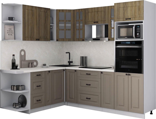 Изображение товара Кухонный гарнитур Интерлиния Мила Деко 1.88x2.4 LV (луна/дуб вотан/опал светлый)