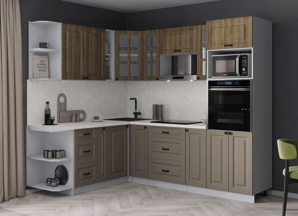 Изображение товара Кухонный гарнитур Интерлиния Мила Деко 1.88x2.4 LV (луна/дуб вотан/опал светлый)