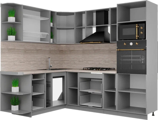 Изображение товара Кухонный гарнитур Интерлиния Мила Деко 1.88x2.4 LV (керамика/керамика/опал светлый)