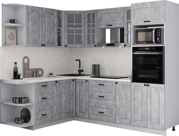 Изображение товара Кухонный гарнитур Интерлиния Мила Деко 1.88x2.4 LV (керамика/керамика/опал светлый)