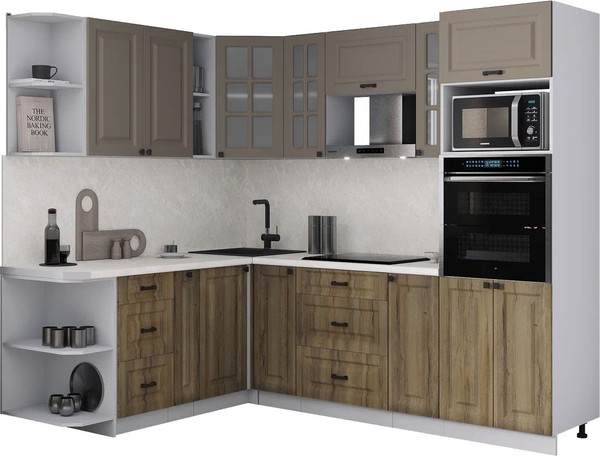 Изображение товара Кухонный гарнитур Интерлиния Мила Деко 1.88x2.4 LV (дуб вотан/луна/опал светлый)