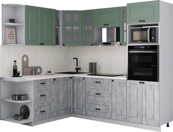 Изображение товара Кухонный гарнитур Интерлиния Мила Деко 1.88x2.4 LV (керамика/мята/опал светлый)