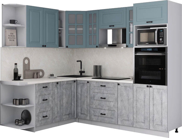 Изображение товара Кухонный гарнитур Интерлиния Мила Деко 1.88x2.4 LV (керамика/океан/опал светлый)