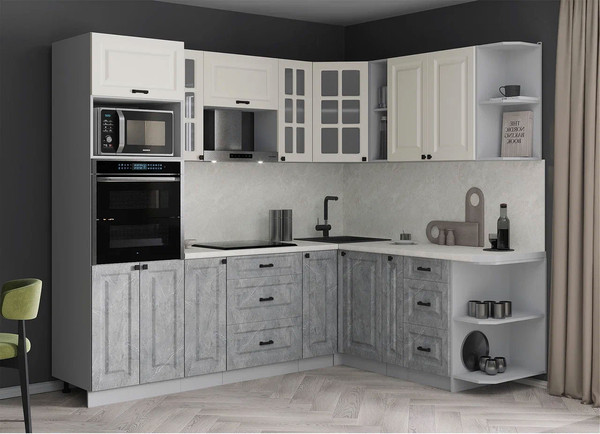 Изображение товара Кухонный гарнитур Интерлиния Мила Деко 1.88x2.4 PR (керамика/белый/опал светлый)