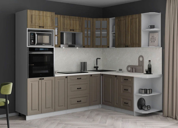 Изображение товара Кухонный гарнитур Интерлиния Мила Деко 1.88x2.4 PR (луна/дуб вотан/опал светлый)