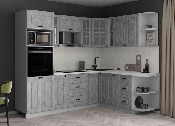 Изображение товара Кухонный гарнитур Интерлиния Мила Деко 1.88x2.4 PR (керамика/керамика/опал светлый)