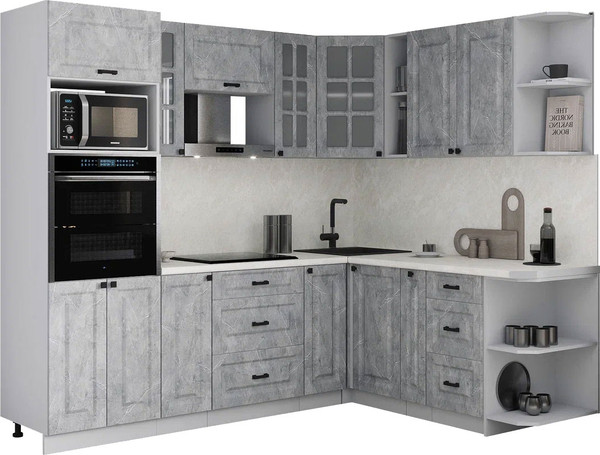 Изображение товара Кухонный гарнитур Интерлиния Мила Деко 1.88x2.4 PR (керамика/керамика/опал светлый)