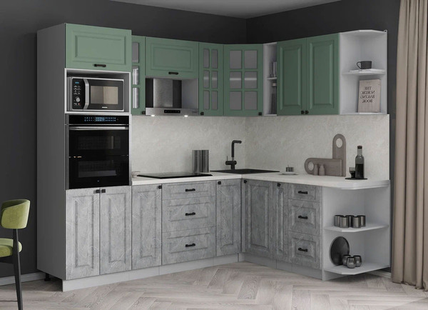 Изображение товара Кухонный гарнитур Интерлиния Мила Деко 1.88x2.4 PR (керамика/мята/опал светлый)