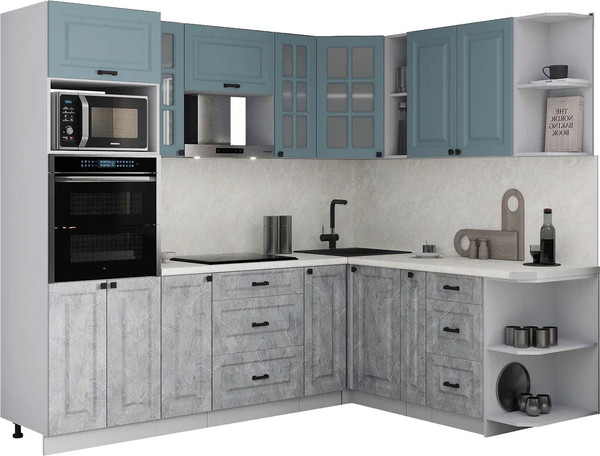 Изображение товара Кухонный гарнитур Интерлиния Мила Деко 1.88x2.4 PR (керамика/океан/опал светлый)