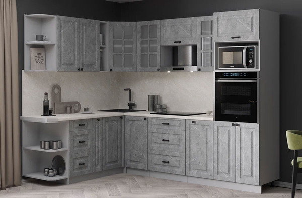 Изображение товара Кухонный гарнитур Интерлиния Мила Деко 1.88x2.6 LV (керамика/керамика/опал светлый)