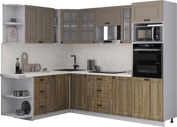 Изображение товара Кухонный гарнитур Интерлиния Мила Деко 1.88x2.6 LV (дуб вотан/луна/опал светлый)