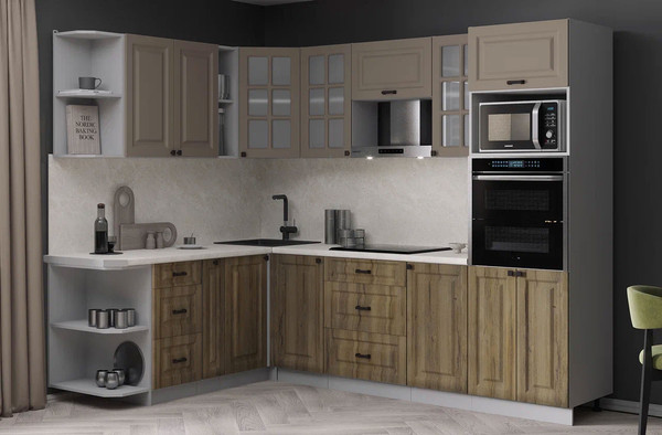 Изображение товара Кухонный гарнитур Интерлиния Мила Деко 1.88x2.6 LV (дуб вотан/луна/опал светлый)