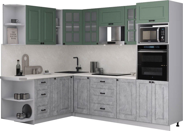 Изображение товара Кухонный гарнитур Интерлиния Мила Деко 1.88x2.6 LV (керамика/мята/опал светлый)