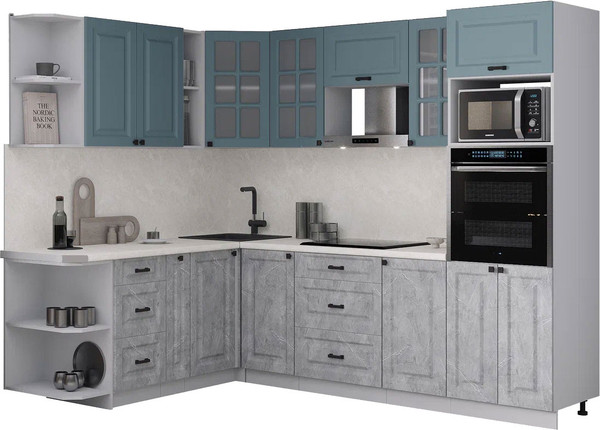 Изображение товара Кухонный гарнитур Интерлиния Мила Деко 1.88x2.6 LV (керамика/океан/опал светлый)