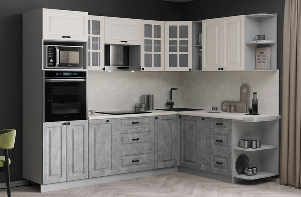 Изображение товара Кухонный гарнитур Интерлиния Мила Деко 1.88x2.6 PR (керамика/белый/опал светлый)