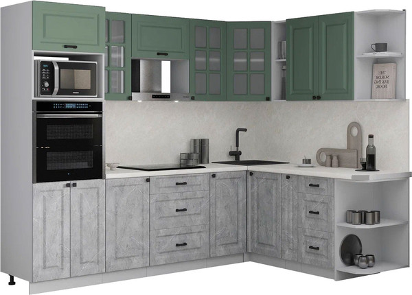 Изображение товара Кухонный гарнитур Интерлиния Мила Деко 1.88x2.6 PR (керамика/мята/опал светлый)