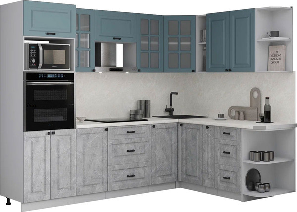 Изображение товара Кухонный гарнитур Интерлиния Мила Деко 1.88x2.6 PR (керамика/океан/опал светлый)