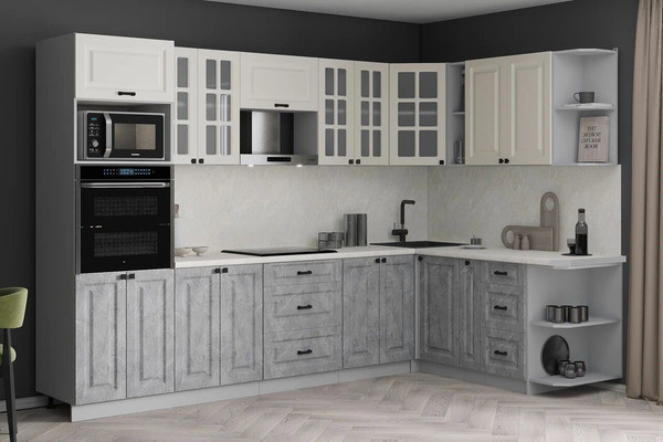 Изображение товара Кухонный гарнитур Интерлиния Мила Деко 1.88x3.0 PR (керамика/белый/опал светлый)