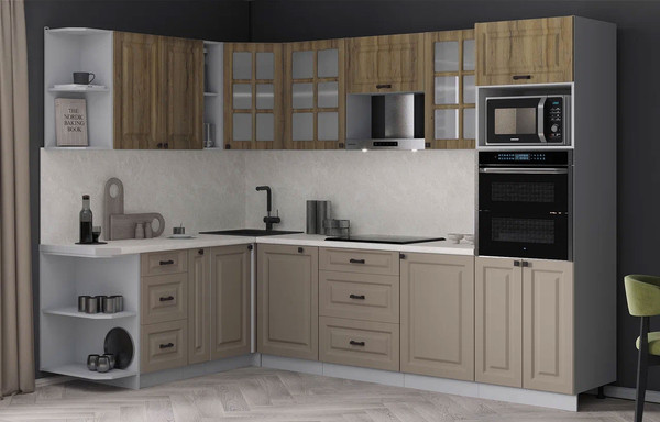 Изображение товара Кухонный гарнитур Интерлиния Мила Деко 1.88x2.8 LV (луна/дуб вотан/опал светлый)