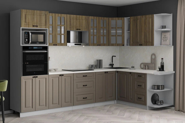 Изображение товара Кухонный гарнитур Интерлиния Мила Деко 1.88x3.0 PR (луна/дуб вотан/опал светлый)