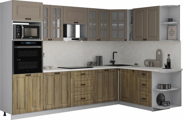 Изображение товара Кухонный гарнитур Интерлиния Мила Деко 1.88x3.0 PR (дуб вотан/луна/опал светлый)