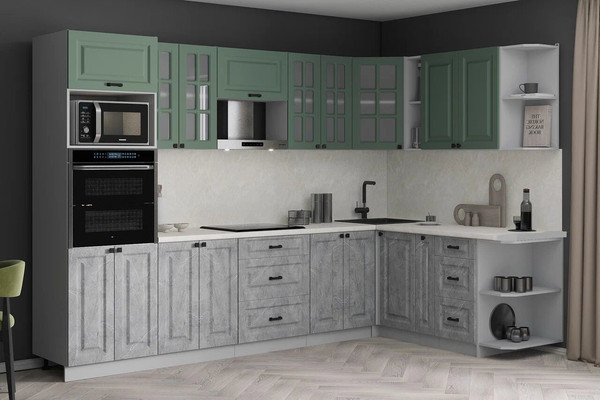 Изображение товара Кухонный гарнитур Интерлиния Мила Деко 1.88x3.0 PR (керамика/мята/опал светлый)