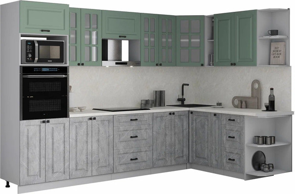 Изображение товара Кухонный гарнитур Интерлиния Мила Деко 1.88x3.0 PR (керамика/мята/опал светлый)
