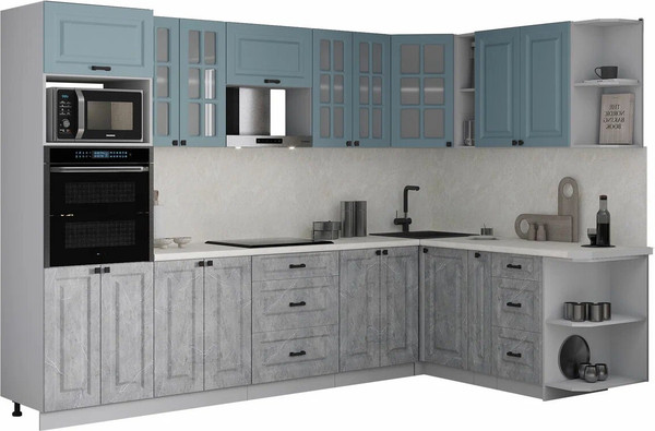 Изображение товара Кухонный гарнитур Интерлиния Мила Деко 1.88x3.0 PR (керамика/океан/опал светлый)