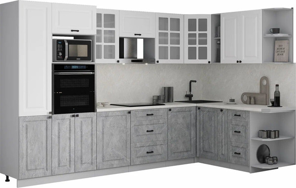 Изображение товара Кухонный гарнитур Интерлиния Мила Деко 1.88x3.2 LV (керамика/белый/опал светлый)