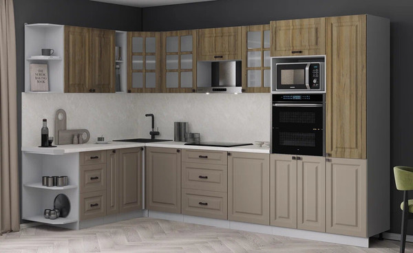 Изображение товара Кухонный гарнитур Интерлиния Мила Деко 1.88x3.2 LV (луна/дуб вотан/опал светлый)