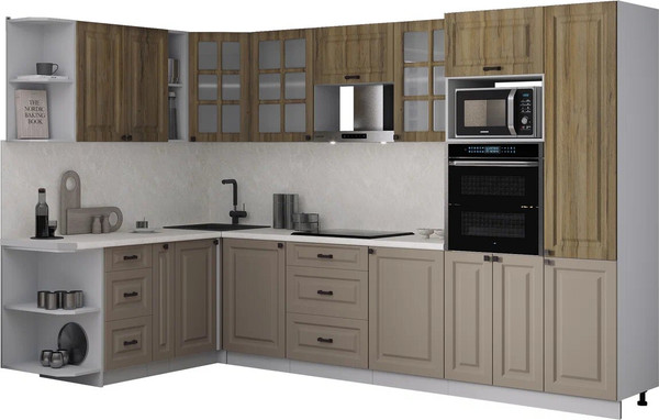 Изображение товара Кухонный гарнитур Интерлиния Мила Деко 1.88x3.2 LV (луна/дуб вотан/опал светлый)