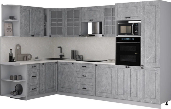 Изображение товара Кухонный гарнитур Интерлиния Мила Деко 1.88x3.2 LV (керамика/керамика/опал светлый)