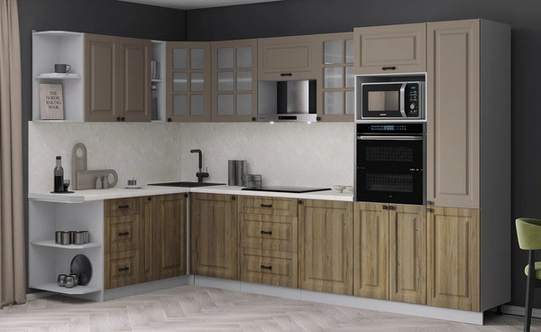 Изображение товара Кухонный гарнитур Интерлиния Мила Деко 1.88x3.2 LV (дуб вотан/луна/опал светлый)