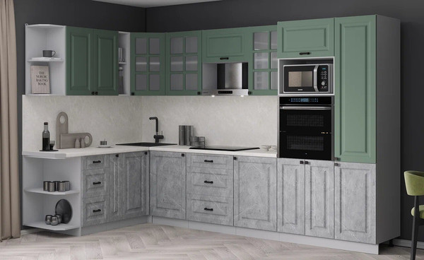 Изображение товара Кухонный гарнитур Интерлиния Мила Деко 1.88x3.2 LV (керамика/мята/опал светлый)