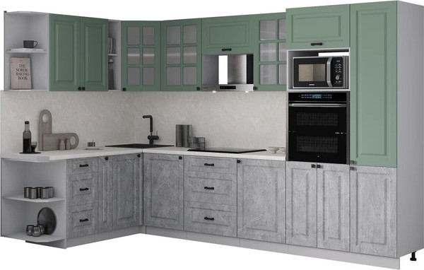 Изображение товара Кухонный гарнитур Интерлиния Мила Деко 1.88x3.2 LV (керамика/мята/опал светлый)