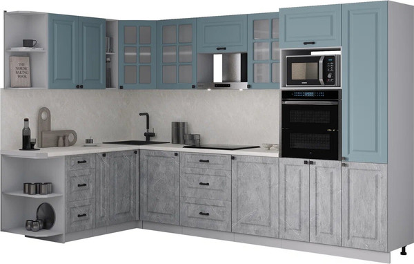 Изображение товара Кухонный гарнитур Интерлиния Мила Деко 1.88x3.2 LV (керамика/океан/опал светлый)